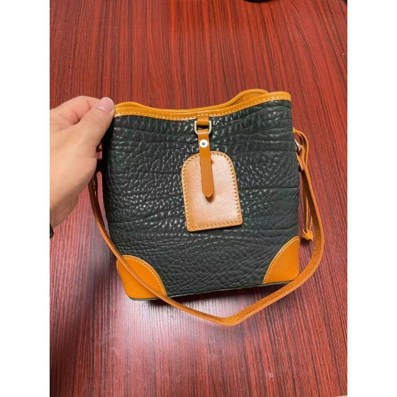 Handmade thickened vegetable-tanned leather women's bucket bag